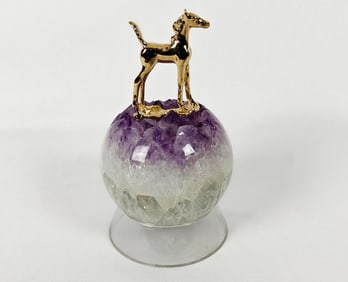 Polished Amethyst Sphere w/ Stand, Horse Figurine
