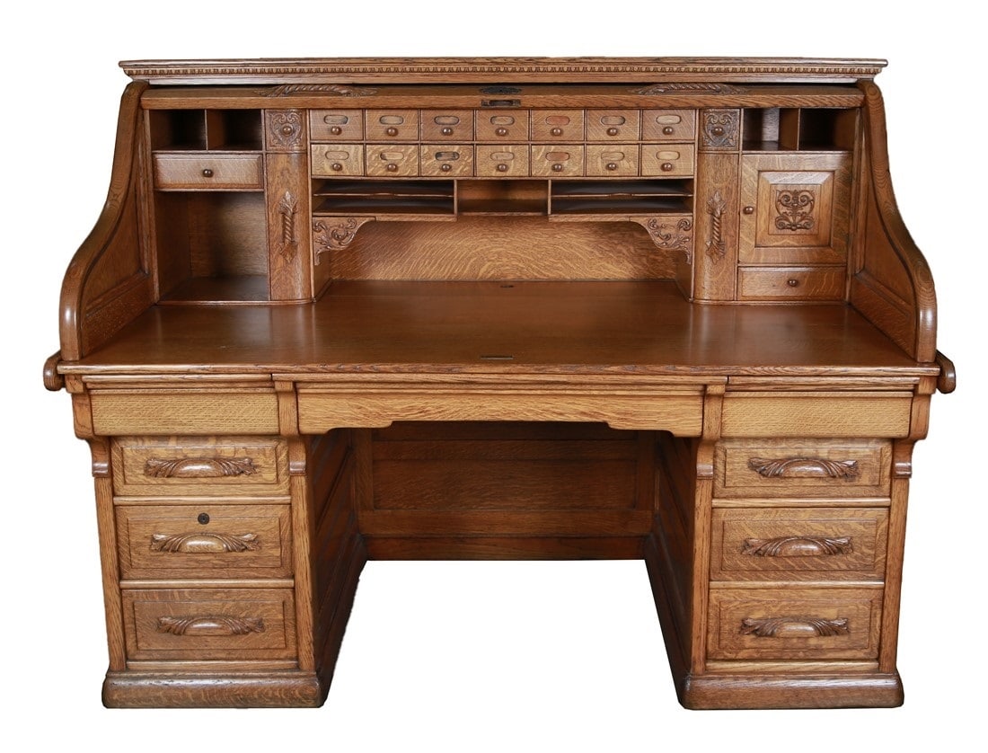 U.S Desk and Office Fitting Co., Oak Roll-top Desk (1 of 8)
