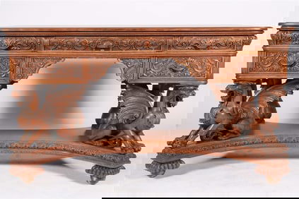 R.J. Horner, Carved Oak Griffin Partner's Desk