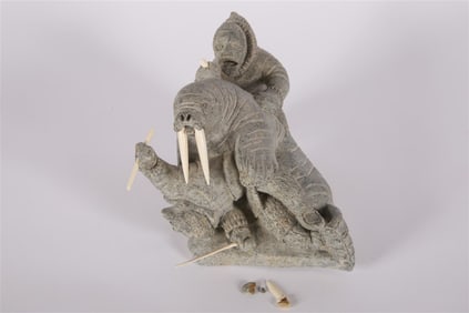 Natar Ungalaaq, Soapstone Inuit Walrus Sculpture