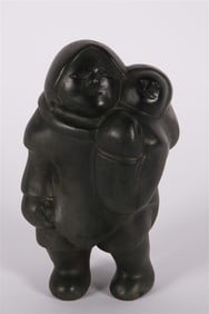 Mathew Aqigaaq, Inuit Carved Black Stone Figure