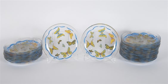 Lynn Chase, Set of "Butterfly Bamboo" Glass Plates