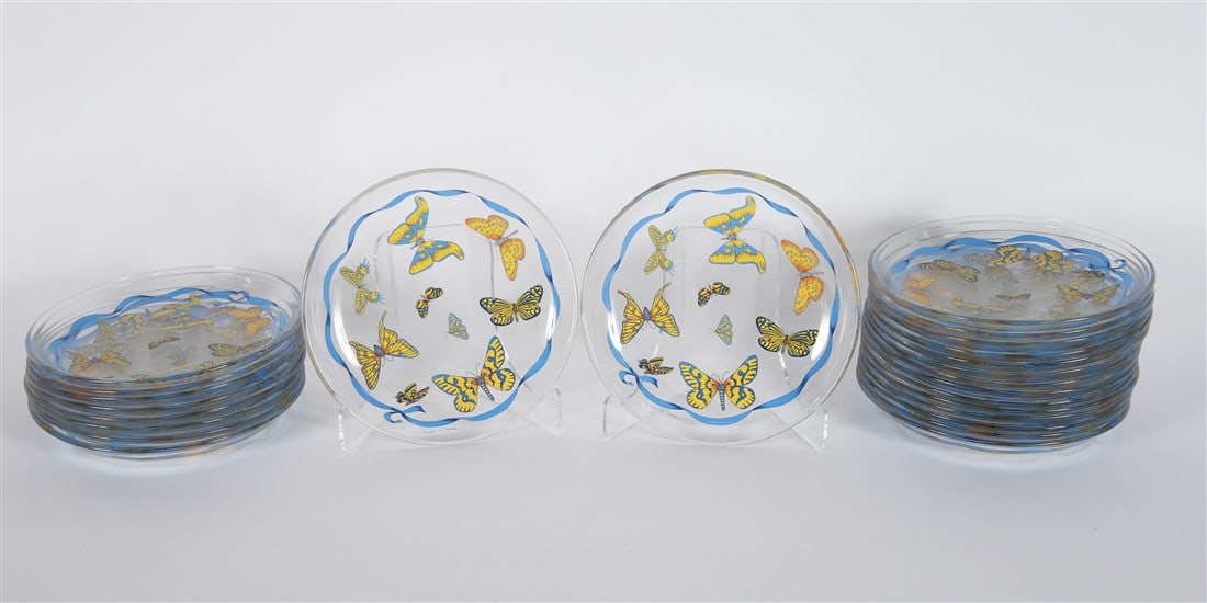 Lynn Chase, Set of "Butterfly Bamboo" Glass Plates (1 of 5)