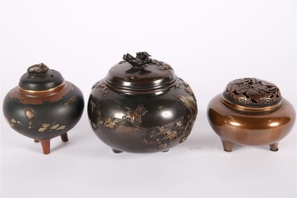 Collection of Three Bronze Censers