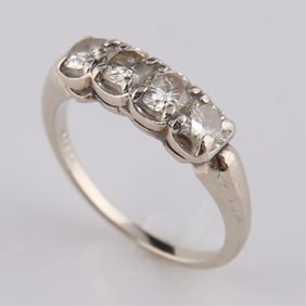 14k White Gold and Diamond Band Ring