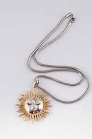 Sergio Bustamante, Gold and Sterling Sun Necklace