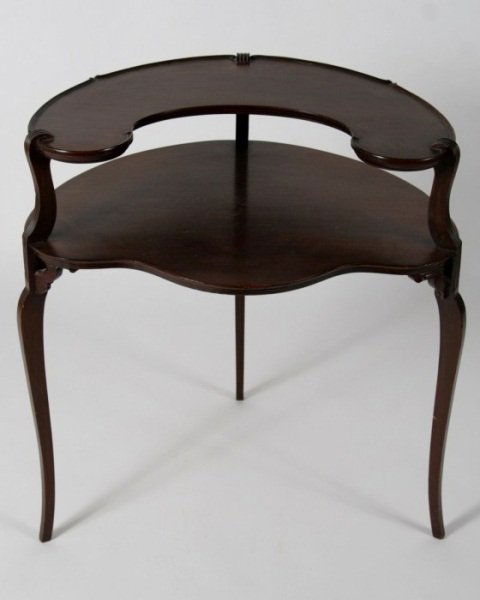 Louis XV Style 2-Tiered Tea Table, Early, 20th C.: Louis XV style mahogany two-tiered tea table. Early, 20th century. Height 28", width 20", depth 24".