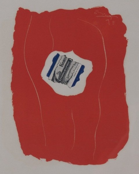 Robert Motherwell (1915-1991), "Tricolor": Robert Motherwell (American, 1915-1991). "Tricolor", 1973. Color lithograph. Pencil signed lower right and numbered "105/125". Paper 22" x 14".