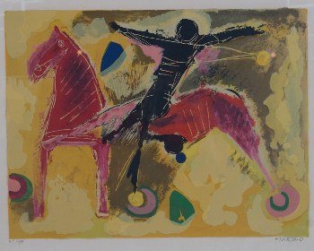 Marino Marini (1901-1980), Figure on a Horse: Marino Marini (Italian, 1901-1980). Figure on a horse. Lithograph. Signed lower right, numbered "E.C. IV/VI". Plate 15 1/2" x 20 1/2".