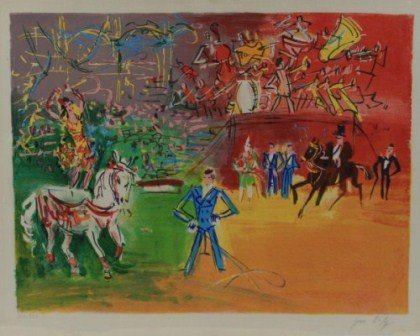 Raoul Dufy (1888-1964), "Le Cirque": Raoul Dufy (French, 1877-1953). "Le Cirque". Lithograph. Pencil signed lower right, numbered left "164/220". 18 3/4" x 24 3/4".