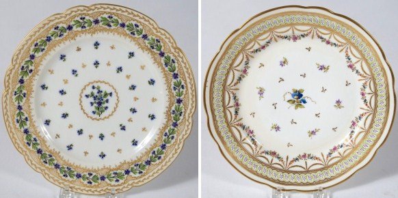 Nyon Porcelain Plate, Swiss, 19th C.: Nyon porcelain plate. Swiss, 19th century. Together with another plate. Diameter 10" and 9 1/4".