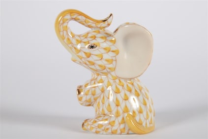 Herend, Butterscotch Fishnet Baby Elephant
