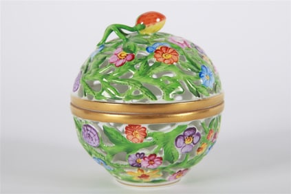 Herend, Porcelain Reticulated Potpourri Bowl