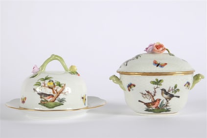 Herend, "Rothschild Bird" Two Lidded Containers