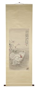 Chinese Painted Scroll, White Birds