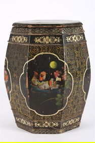 Chinese Painted Wood Rice Barrel