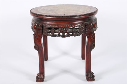 Chinese Rosewood Tabouret with Marble Top