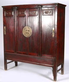 Chinese Carved Wood Armoire