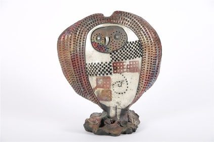 Doug DeLind (American), Raku Pottery Owl