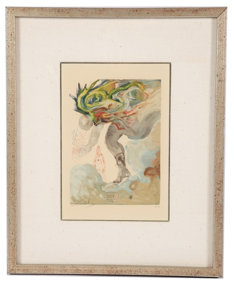 Salvador Dali, "Divine Comedy" Wood Engraving: Salvador Dali (Spanish, 1904-1989). "The Giants (Les Geants)" from the series "The Divine Comedy - Inferno (L'Enfer)". Color wood engraving on Rives paper, 1963. Edition: E.A. Published by Editions d'