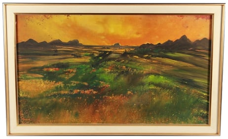 Mixed Media Sunset Landscape