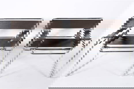 Marcel Breuer, Pair of "Wassily" Chairs, 1975: Marcel Breuer (Hungarian-American, 1902-1981). "Wassily" chairs. Chromed steel, brown leather, 1975. Produced by Gavina S.p.A. and Knoll International. Height: 29", Length: 31", Depth: 25 1/2". Pair o