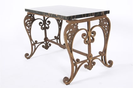 19th Century Cast Iron Marble Dragon Bench