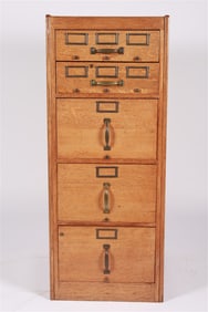 Oak Five-Drawer Filing Cabinet