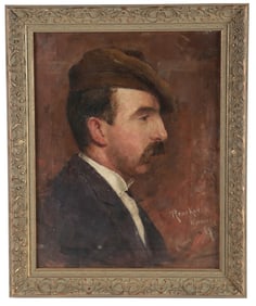 Signed "Reocker", Oil on Canvas Portrait of a Man