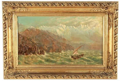 Oil on Canvas Ship Scene