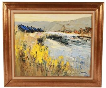 Jean-Paul Surin, "Iris Jaunes" Oil on Canvas