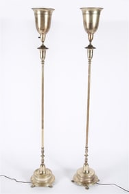 Pair of Silver Plated Torchiere Lamps