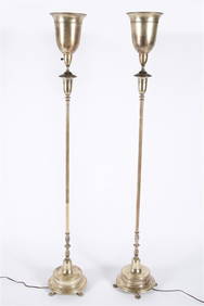 Pair of Silver Plated Torchiere Lamps (1 of 5)