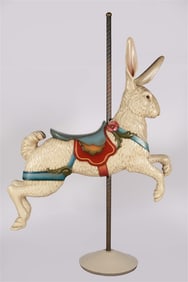 Dentzel Hand-Painted Carved Wood Carousel Rabbit