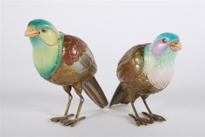 Sergio Bustamante, Paint and Brass Bird Figurines