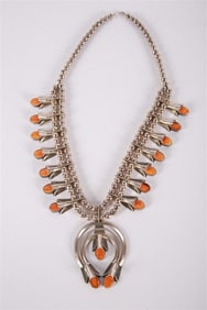 Yazzie, Navajo Sterling Squash Blossom Necklace