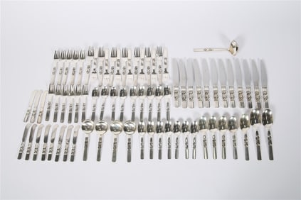 Georg Jensen, 76pc "Scroll" Silverware Collection