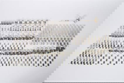 Georg Jensen, 76pc "Scroll" Silverware Collection (1 of 6)