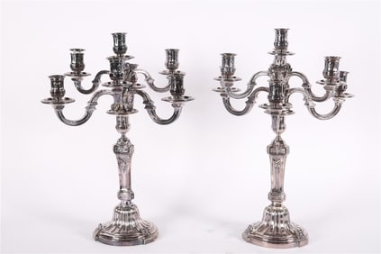 Puiforcat, Pair of Six-Arm Candelabras