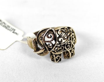 Sterling Silver Ring w/ Stylized Elephant Design