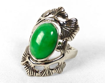 Sterling Silver Ring w/ Polished Green Stone