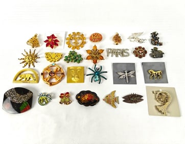 Lot of Twenty-Seven Various Fashion Brooches