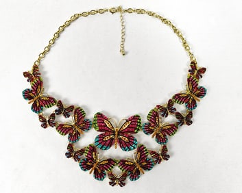 Gold-tone Butterfly Rhinestone Necklace