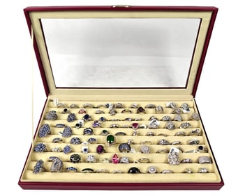 Eighty-Nine Sterling Silver Fashion Rings