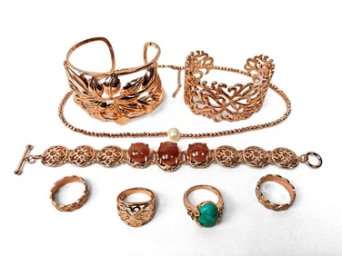 Eight-Piece Set of Copper-Toned Fashion Jewelry