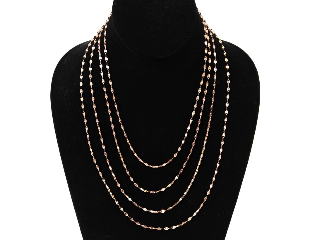Set of Copper-Toned Sterling Fashion Jewelry: Set of copper-toned sterling silver costume jewelry. Set includes four necklaces and four sets of earrings. Various designs.