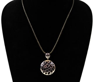 Black Leather Necklace w/ Sterling Silver Pendant
