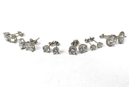 Six Pairs of Sterling Silver Earrings