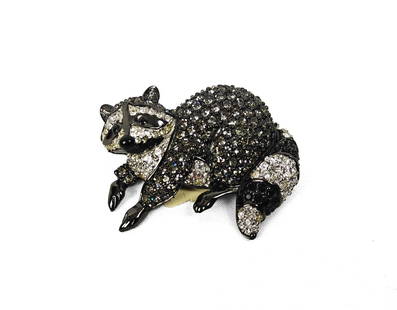 Swarovski, Crystal Raccoon Brooch: Swarovski, vintage crystal raccoon brooch.