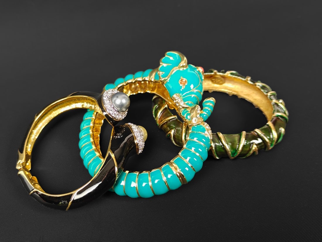 Kenneth J. Lane, Three Enamel Hinged Bracelets (1 of 8)